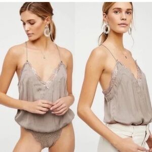 Free People Intimately HBD Lace Satin Bodysuit